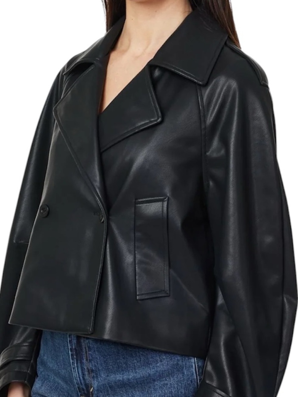 Black Faux Leather Cropped Jacket
Stick photo slight difference from original